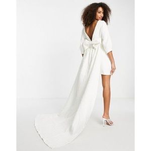 Sister Jane bridal puff sleeve dress with train